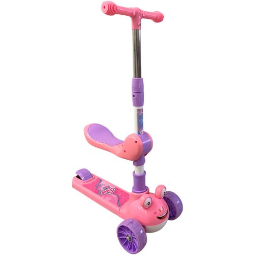 Andador Monopatin Frog 3 En 1 Con luces Plegable Rosa