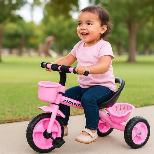 Triciclo De Aluminio Reforzado Con Canasto Rosa
