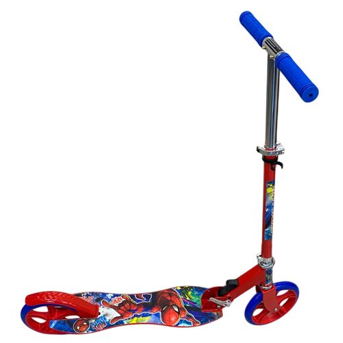 Monopatín Plegable Aluminio De Spiderman Base Rojo Manubrio Azul