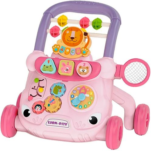 Andador Caminador Interactivo "León Y Sus Amigos" Con Luces Y Sonidos Rosa