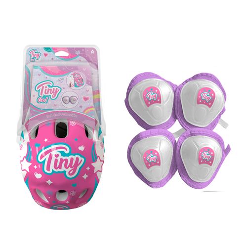 Kit De Casco Y Protecciones Para Patines Rollers Bicicletas Tiny Rosa