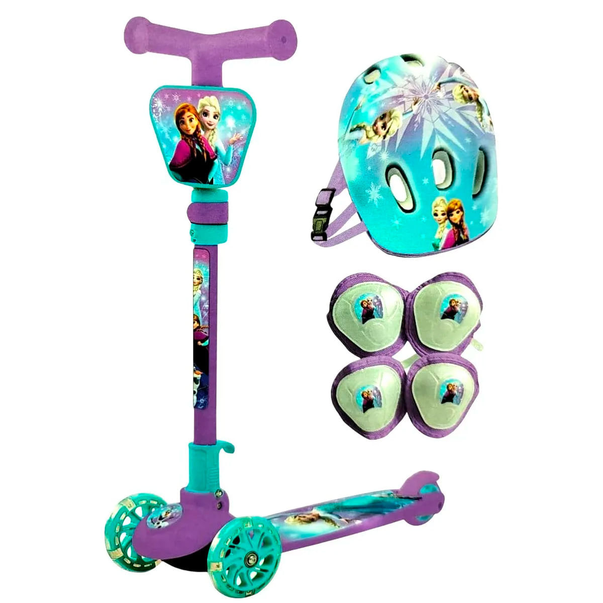 Monopatin Plegable Frozen Con Proteccion Manubrio Celeste El