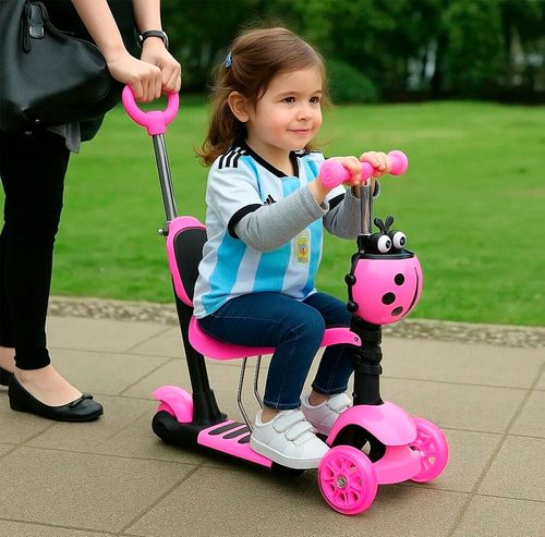 Monopatín Tiny 5 En 1 Con Luces Rosa