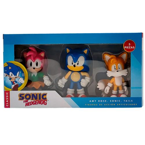 Figura Articulada x3 Sonic The Headgehog Amy Rose Sonic Y Tails