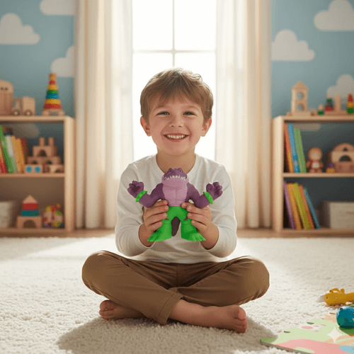 Figuras Stretcherz Stretch Squad Estirable Flexible Cocodrilo Violeta