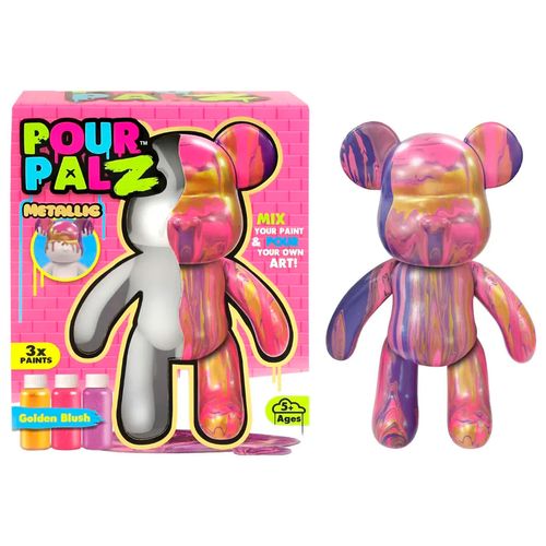 Figura Oso Pour Palz Kit Pinturas Metálicas 22 Cm Rosa
