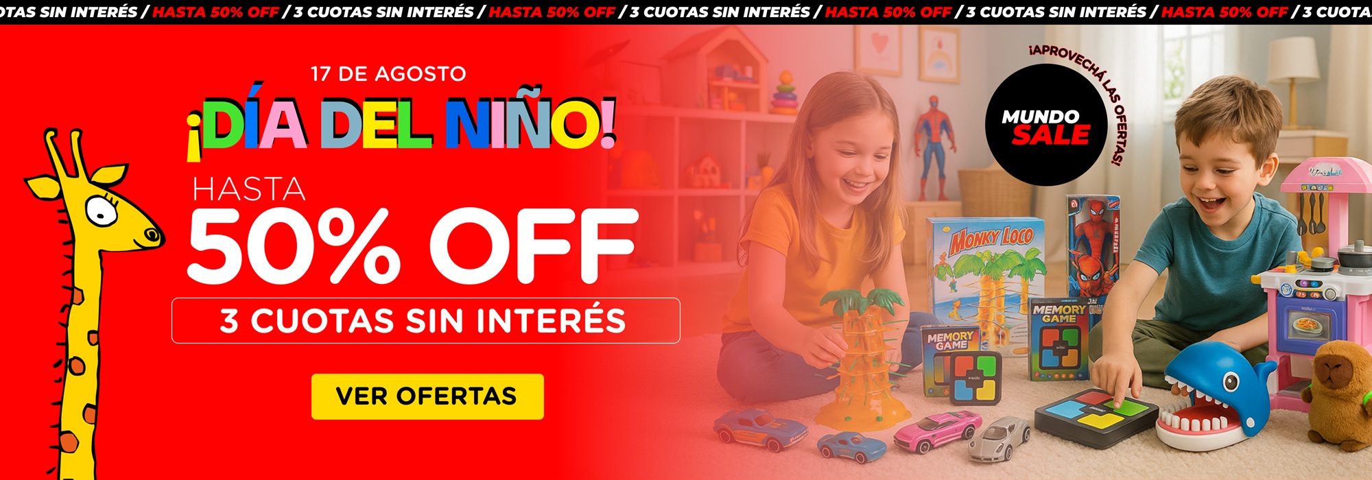 Adelantate al día del niño! Hasta 50 % OFF​